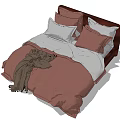 Cozy Double Bed Bedroom Setup With Soft Pillows Warm Blanket And Comfortable Bedspread 3d model