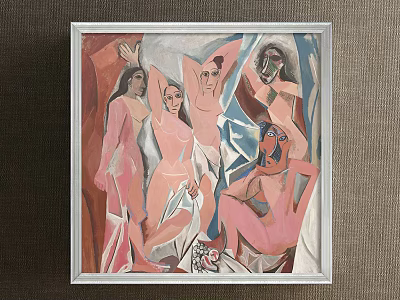 Framed Abstract Figure Painting with Multiple Dynamic Poses and Vibrant Colors 3d model
