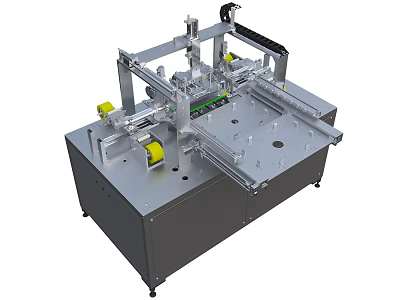 Industrial Automated Mechanical Equipment With Metal Frame And Conveyor Components System 3d model