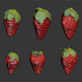 Fresh Juicy Red Strawberries With Green Leaves Arranged On Black Background