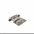 Modern Double Bed With Patterned Bedspread Blanket Nightstands Table Lamps And Open Book On Rug