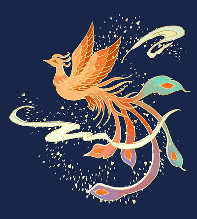 Exquisite Phoenix Carving With Vibrant Colors Swirling Cloud Patterns And Sparkling Accents 3d model