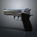 Pistol Weapon With Metallic Finish Black Grip And Ergonomic Design Isolated On Dark Background