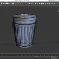 Old Metal Trash Can With Lid Handles And Black Graffiti Design