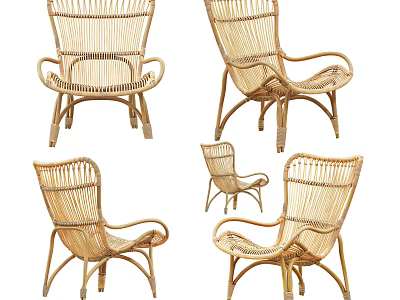 Natural Rattan Woven Leisure Chair With Classic Design And Comfortable Seating 3d model