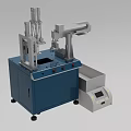 Industrial Equipment With Blue Main Body Mechanical Arm And White Control Unit