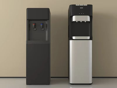 Modern Standing Automatic Water Dispensers in Black and Silver for Home Office 3d model