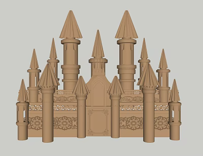 European style spires castle 3d model
