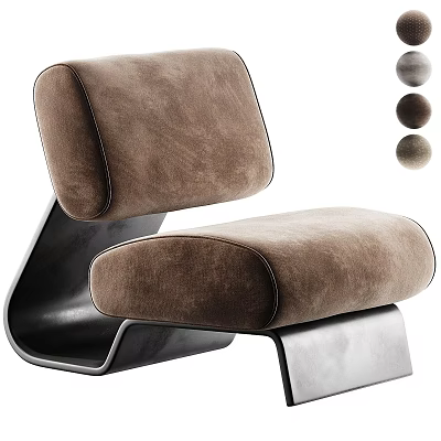 Modern Soft Velvet Upholstered Lounge Chair With Marble And Metal Base For Stylish Home Interior 3d model
