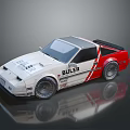 BULLER Two Door Sports Car In White And Red With Reflection On Surface