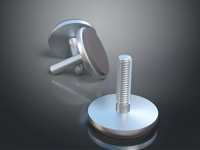 Metal Hardware Screws With Round Base Threaded Shaft And Rubber Padded Design 3d model