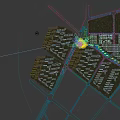 Aerial Planning of Modern Skyscraper with Surrounding Low Rise Buildings Roads and Greenery