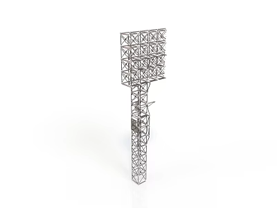 Metal Frame Light Tower Structure With Lattice Top And Slender Pole 3d model