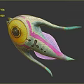 Vibrant Fantasy Character Creature With Large Eye Colorful Body And Blue Fins