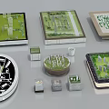 Commercial Architectural Model Devices With Square Circular Bases Green Landscaping And White Building Structures