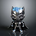 Chibi Style Silver Superhero Figure With Cat Ear Helmet And Cape