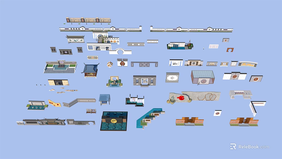 Feature Wall Design Collection Featuring Various Architectural Elements And Styles 3d model