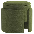 Modern Light Beige Fabric Stool With Upholstered Seat For Living Room Decor