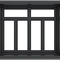 Stylish Casement Window With Double Panel Black Frame Modern Home Design 3d model