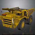 Large Yellow Mining Truck With Heavy Duty Dump Body Large Tires And Cab