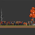 modern multiplayer square crowd figure crowd 3d model