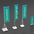 Exhibition Booth Setup With Stage Backdrop Tables Chairs And Signage Elements 3d model