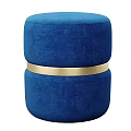 Modern Beige Sofa Stool With Gold Metal Ring And Elegant Design