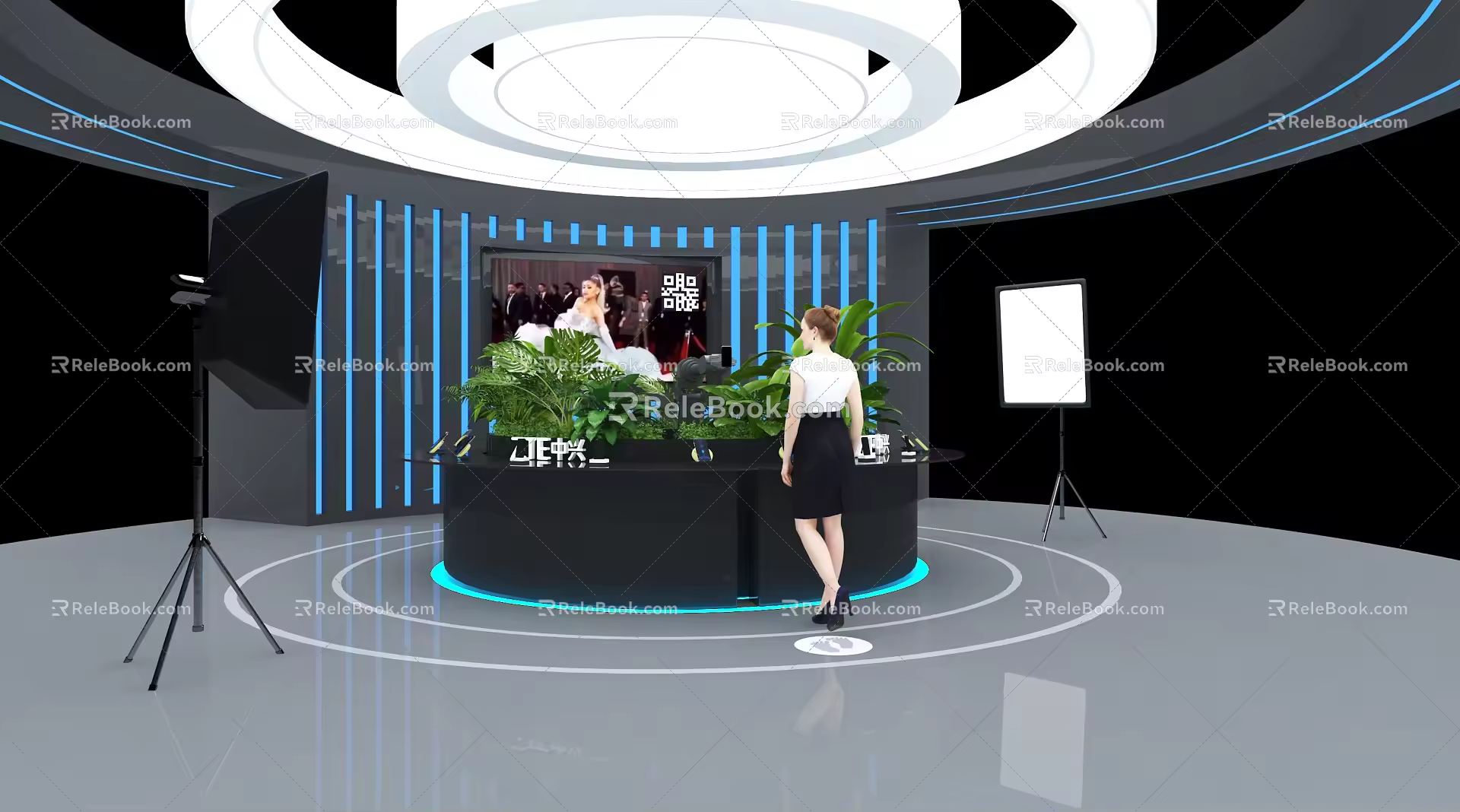 ZTE Panoramic Mechanical Arm Display Robot Arm Booth ZTE Mobile Phone Round Display Stand Technology Display Stand 3d model