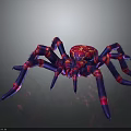 Vibrant Purple Pink Spider With Red Glowing Legs 3D Model On Dark Background