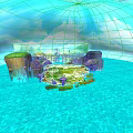 Stunning Scenic Landscape With Green Island Blue Waters Waterfall Rainbow And Mushroom Plants