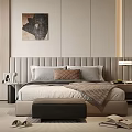 Modern Bedroom Interior With King Size Bed Built In Wardrobe And Decorative Painting