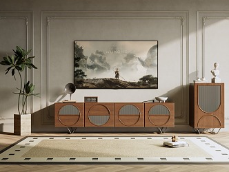 Cream Antique TV Cabinet 3d model