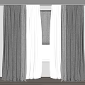 Modern Gray Curtains With White Sheer Fabric For Window Decoration 3d model