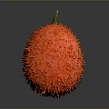 Vibrant Red Spiky Tropical Fruit With Fresh Glossy Surface And Green Stem