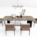 Modern Dining Table and Chair Combination Dining Table and Chair Dining Table and Chair Combination Art Chandelier 3d model