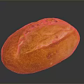 Freshly Baked Golden Bread With Cracked Crusty Surface On Black Background