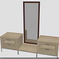 Modern Wooden Dressing Table Set With Mirror And Two Drawer Cabinets