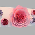 Window Display With Large Pink Paper Flower And Red Purple Decorative Flowers