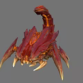 Red Orange Fantasy Scorpion Creature With Spiked Exoskeleton Sharp Claws And Glowing Tail 3d model
