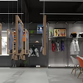 Modern Clothing Store Interior With Mannequins Displayed Clothes And Lighting Racks