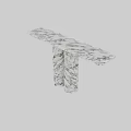 Elegant Marble Console Table With Textured Column Bases And Sleek Top Design 3d model