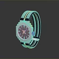 Stylish Daily Life Watch With Blue Braided Strap Shiny Silver Dial And Green Accent