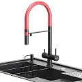 Modern Black Kitchen Sink With Faucet Drain Rack and Functional Accessories 3d model