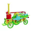 Colorful Toy Steam Locomotive With Green Wheels Red Chimney And Gears