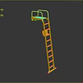 Sturdy Industrial Yellow Ladder With Safety Platform And Steel Rails