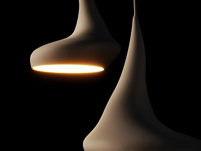 Sleek Contemporary Curved Chandelier With Ceramic Shade Warm Glow And Streamlined Shape 3d model