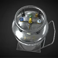 Stainless Steel Nitrogen Gas Cylinder Tank with Wheel Cart and Labels