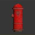 Building Exterior Red Fire Hydrant With Vintage Metal Design And Structure