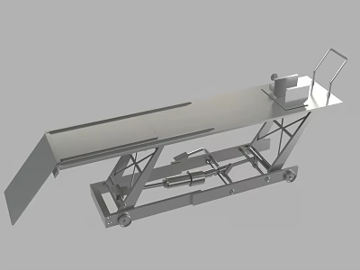 Industrial Wheeled Hydraulic Lifting Platform With Metal Frame Tilted Surface And Control Unit 3d model