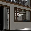 Traditional Wooden Hotel Room Interior With Hanging Lamp King Bed And Wooden Floor